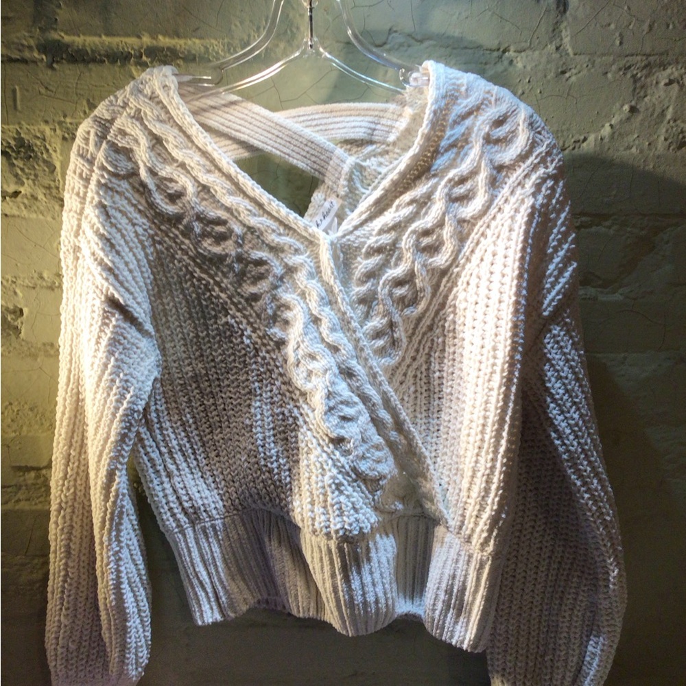 Derek Heart Cable Knit Sweater Cream